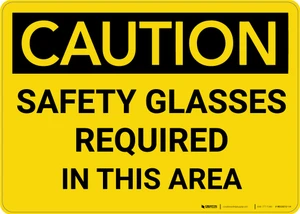 Caution: PPE Safety Glasses Required in This Area - Wall Sign