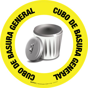 (Amarillo) Cubo de Basura General Circular - Floor Sign