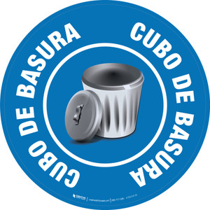 Cubo de Basura Azul Circular - Floor Sign