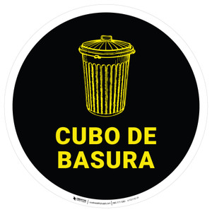 Cubo de Basura Negro con Icono Circular - Floor Sign