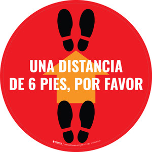 6 Pies De Distancia Por Favor Una Distancia de 6 Pies Por Favor Circular - Floor Sign