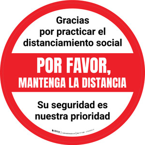 Distanciamiento Social - Por Favor, Mantenga la Distancia Circular - Floor Sign