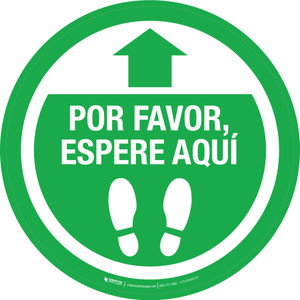 Por Favor, Espere Aquí - Verde Circular - Floor Sign