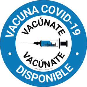 Vacuna Covid-19 Disponible - Vacúnate Azul con Círculo Gráfico Circular - Floor Sign