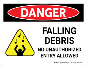 Danger: Falling Debris No Unauthorized Entry Allowed Landscape - Wall Sign