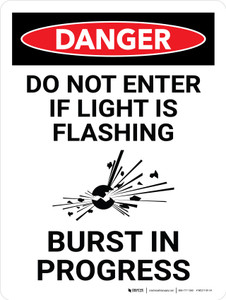 Danger: Do Not Enter If Light Is Flashing Portrait - Wall Sign
