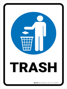 Trash with Icon Portrait - Wall Sign