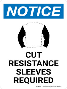 Notice: Cut Resistance Sleeves Required Portrait - Wall Sign