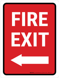 Fire Exit Left Arrow Portrait - Wall Sign