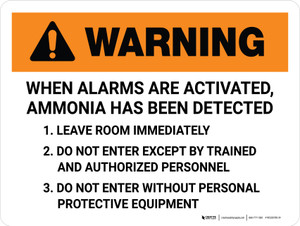 Warning: When Alarms Are Activated When Ammonia Has Been Detected Landscape - Wall Sign