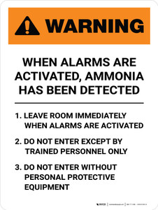 Warning: When Alarms Are Activated When Ammonia Has Been Detected Portrait - Wall Sign