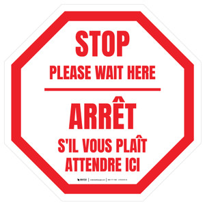 ARRÊT Veuillez Attendre Ici Bilingue De-Chaussée Signe