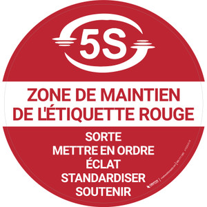 5S Rouge Étiquette de Zone d'attente De-Chaussée Signe