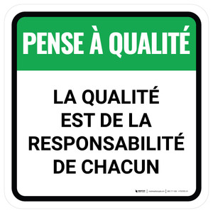 Pensez à Qualité la Qualité Est de la Responsabilité DE Chacun De-Chaussée Signe