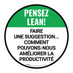 Pensez Lean Faire Suggestion Comment Pouvons-Nous Améliorer la Productivité Rond De-Chaussée Signe