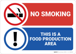 Warning: No smoking Food Production Area - Wall Sign