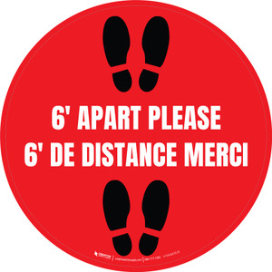 6 Pieds en dehors Veuillez Bilingue De-Chaussée Signe