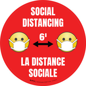 La Distance sociale avec Masque Emoji Vert De-Chaussée Signe