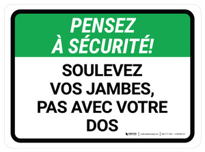 Pensez À Sécurité - Soulever Avec Vos Jambes De-Chaussée Signe