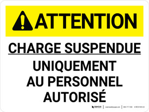 Attention: Charge Suspendue Uniquement Au Personnel Autorisé (Caution: Suspended Load Authorized Personnel Only) - Wall Sign