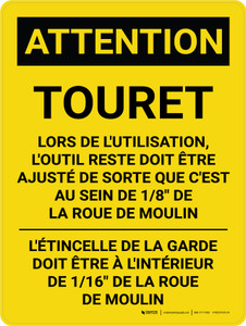 Attention: Touret (Caution: Bench Grinder) French Portrait - Wall Sign
