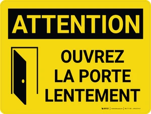 Attention: Ouvrez La Porte Lentement (Caution: Open Door Slowly)French Landscape - Wall Sign