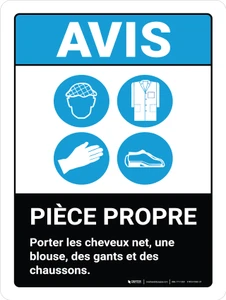 Notice: Chambre Propre (Notice: Cleanroom) French Portrait - Wall Sign