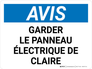 Notice: Garder Le Panneau Électrique De Clair (Notice: Keep Electrical Panel Clear) French Landscape - Wall Sign