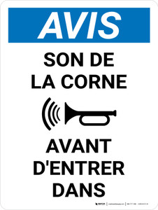 Notice: Le Son De La Corne Avant D'Entrer (Notice: Sound Horn Before Entering) French Portrait - Wall Sign