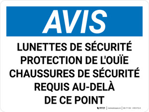 Notice: Lunettes De Sécurité Protection De L'Ouïe De Chaussures (Notice: Safety Glasses Hearing Protection Shoes Required) French Landscape - Wall Sign