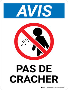 Notice: Pas de Cracher (Notice: No Spitting) French Portrait - Wall Sign