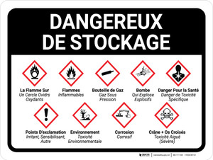 Dangereux Mur De Stockage (Hazardous Storage) Landscape French - Wall Sign