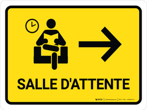 Salle D'Attente Avec Le Bouton Droit De La Flèche Jaune (Waiting Room With Right Arrow Yellow) Landscape French - Wall Sign