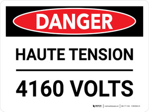Haute Tension 4160 Volts (High Voltage 4160 Volts) Landscape French - Wall Sign