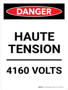 Haute Tension 4160 Volts (High Voltage 4160 Volts) Portrait French - Wall Sign