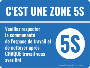 C'est un 5S Zone (This is a 5S Area) Landscape French - Wall Sign