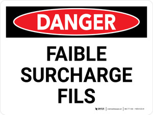 Danger: Faible Surcharge Fils (Danger: Low Overhead Wires) Landscape French - Wall Sign
