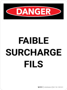 Danger: Faible Surcharge Fils (Danger: Low Overhead Wires) Portrait French - Wall Sign
