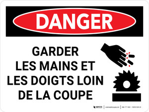 Danger: Lavable En Mains Les Doigts Coupe (Danger: Machine Hands Fingers Cutter) Landscape French - Wall Sign
