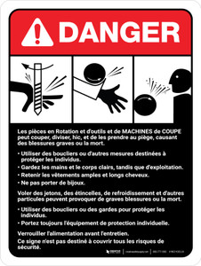 Danger: Machine à Couper les lignes Directrices de la norme (Danger: Cutting Machine Guidelines ANSI) Portrait French - Wall Sign