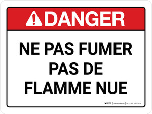 Danger: Ne Pas Fumer Aucune Flamme (Danger: No Smoking No Open Flame) Landscape French - Wall Sign
