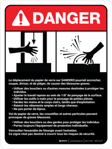 Danger: Sander Machine lignes Directrices de la norme (Danger: Sander Machine Guidelines ANSI) Portrait French - Wall Sign