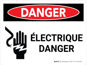 Danger: Électrique Danger (Danger Electrical Hazard) Landscape French - Wall Sign