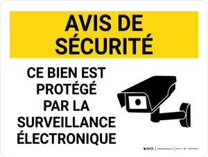 Avis De sécurité: Cette Propriété Protégée Par un système de Surveillance (Security Notice: This Property Protected By A Surveillance System) Landscape French - Wall Sign