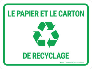 Le papier et le Carton de Recyclage (Paper and Cardboard Recycling) Landscape French - Wall Sign