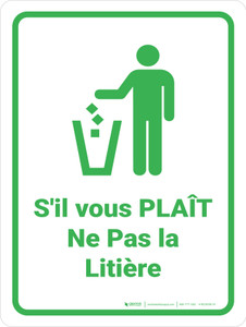S'il vous plaît Ne Pas la Litière (Please Do Not Litter) Portrait French - Wall Sign