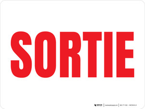 La Sortie D'Un Texte En Rouge (Exit Red Text) Landscape French - Wall Sign