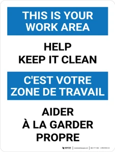 Ménage Propre Portrait Pas (Help Keep it Clean Bilingual) Portrait French - Wall Sign