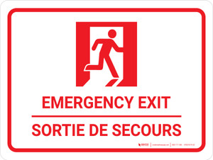 Sortie de secours (Emergency Exit Bilingual) Landscape French - Wall Sign