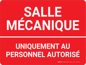 Salle Mécanique (Mechanical Room) Landscape French - Wall Sign